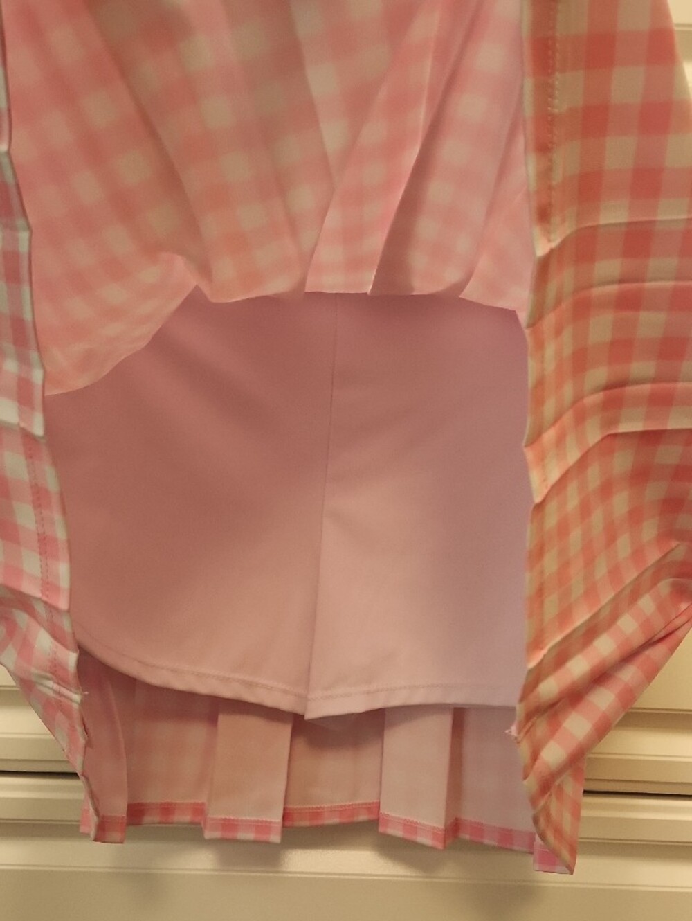 Pink & White Gingham Pleated Tennis Pickleball Skirt - Picture 3 of 6